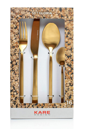 Set de Tacâmuri Gloria Matt Gold 14,2x25x6 cm, Oțel Inoxidabil și Alamă Auriu Mat - Kare Design [5]
