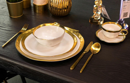 Set de Tacâmuri Gloria Matt Gold 14,2x25x6 cm, Oțel Inoxidabil și Alamă Auriu Mat - Kare Design [6]
