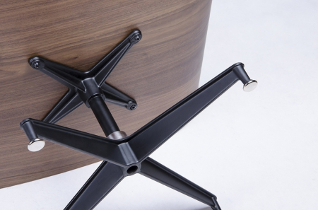 Set Fotoliu design lux LOUNGE HM cu taburet, piele neagra naturala/lemn nuc [5]