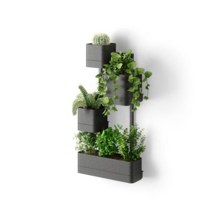 Produse - Set Ghivece Cubiko 36x18x72 cm, Plastic și Fibre Lemnoase Negru - Umbra