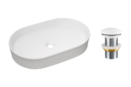 Promotii - Set Lavoar BEYOND, cu Ventil Click-Clack, de Blat, Alb Lucios - COMAD