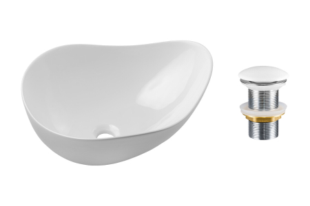 Promotii - Set Lavoar Lavoare de blat, cu ventil click-clack, aplica, Alb Lucios - COMAD