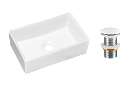 Promotii - Set Lavoar Lavoare de Blat, cu Ventil Click-Clack, Alb Lucios - COMAD