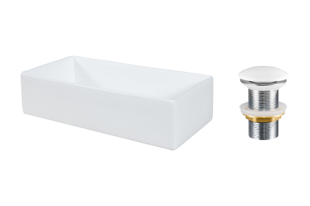 Promotii - Set Lavoar Lavoare de Blat, cu Ventil Click-Clack, Alb Lucios - COMAD