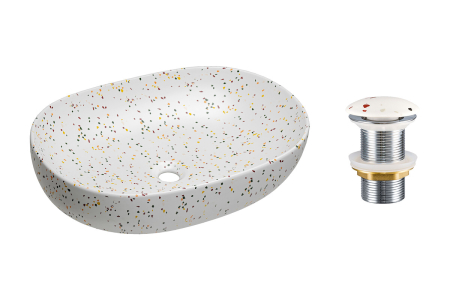 Promotii - Set Lavoar cu Ventil Click-Clack, Lavoar Aplica, Terrazzo Mat - COMAD