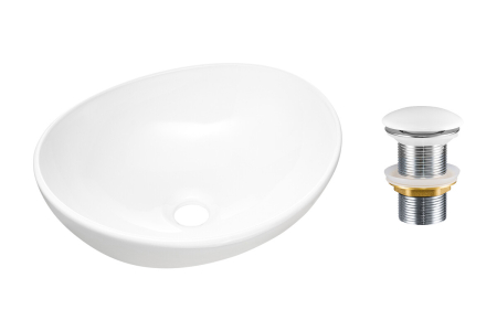 Promotii - Set Lavoar cu Ventil Click-Clack, Aplica, de Blat, Alb Lucios - COMAD