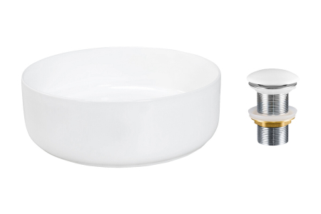 Mobilier Baie - Set Lavoar 50 cm, cu ventil click-clack, pentru blat, Alb Lucios - COMAD
