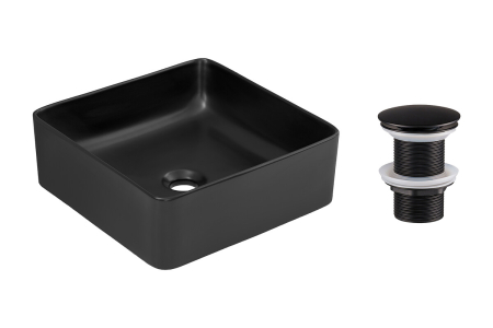 Mobilier Baie - Set Lavoar SLIM 40 cm, cu ventil click-clack, Negru Mat - COMAD