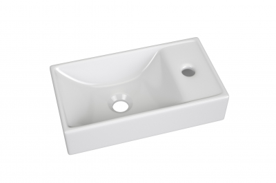 Set lavoar + masca Aruba 40 cm, MDF alb lucios, stejar auriu [3]