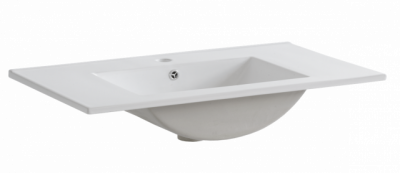 Set lavoar baie + masca baie Aruba 80 cm, MDF alb lucios, stejar auriu, COMAD [3]