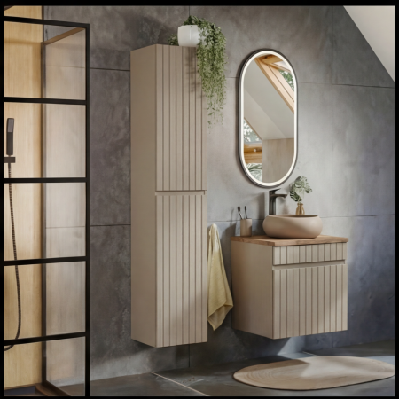 Seturi mobilier baie - Set masca ,blat si lavoar aplicat  ICONIC CASHMERE 60 cm