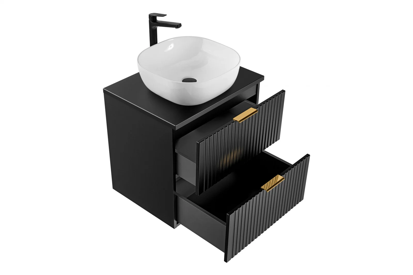 SET MASCA + BLAT ȘI LAVOAR APLICAT ADEL BLACK 60 CM, MDF RIFLAT, CULOARE NEGRU [1]