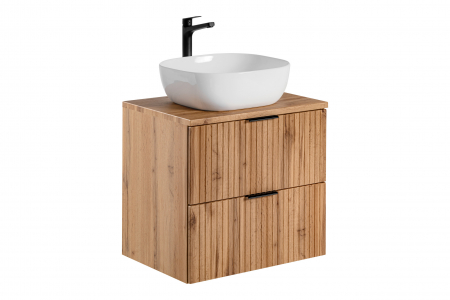 Seturi mobilier baie - SET MASCA + BLAT ȘI LAVOAR APLICAT ADEL OAK 60 CM, MDF RIFLAT, CULOARE STEJAR