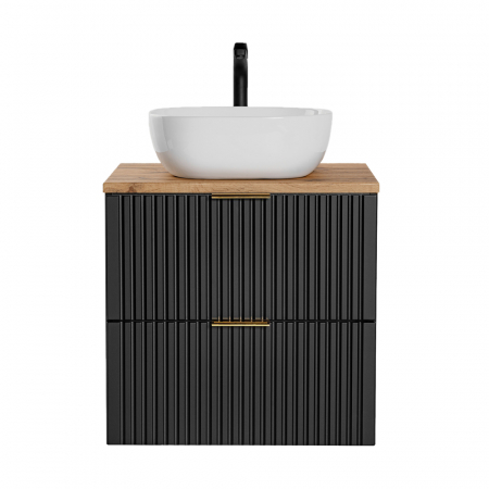 Seturi mobilier baie - Set masca +blat stejar  si lavoar aplicat ADEL BLACK 60 cm