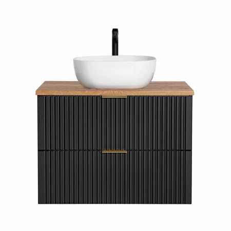 Seturi mobilier baie - Set masca +blat stejar si lavoar aplicat ADEL BLACK 80 cm