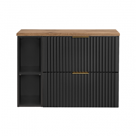 Seturi mobilier baie - SET MASCA + BLAT WOTAN  ȘI EXTENSIE ADEL BLACK 80 CM, MDF RIFLAT