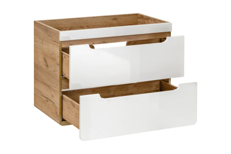 Set Masca Lavoar ARUBA WHITE 80 cm, Lavoar Incastrat, Alb Lucios, Stejar Craft - COMAD [3]