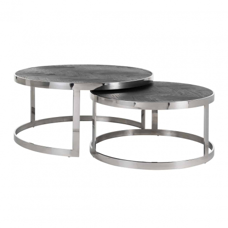 Set masute cafea lux Geral Ø91 cm stejar negru, picioare aurii/argintii otel, 7405 - Richmond Interiors [0]