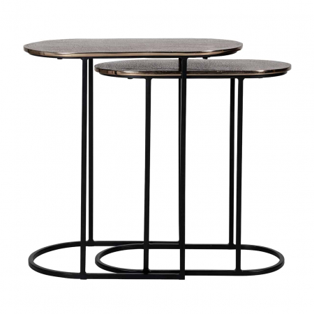 Set masute cafea ovale inalte metal auriu sampanie Tor 57x26 cm, design lux industrial, 825061 - Richmond Interiors [3]