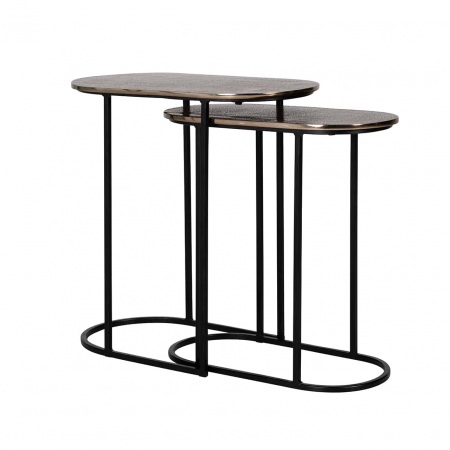 Produse - Set masute cafea ovale inalte metal auriu sampanie Tor 57x26 cm, design lux industrial, 825061 - Richmond Interiors
