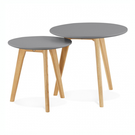 Masute de cafea - Set masute Espino 50x50 cm MDF gri inchis / picioare stejar, stil scandinav, CT00420DG - Kokoon