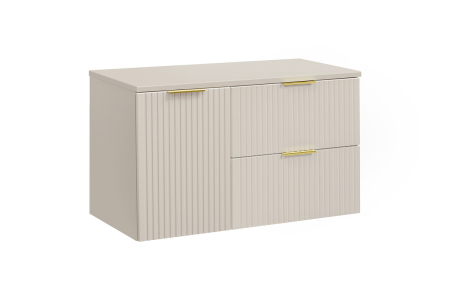 Promotii - Set Mobilier Baie Adel Cashmere 100 cm, cu Blat, Cașmir Mat - COMAD