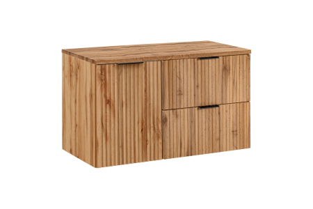 Promotii - Set Mobilier Baie Adel Oak 100 cm, cu Blat, Stejar Wotan - COMAD