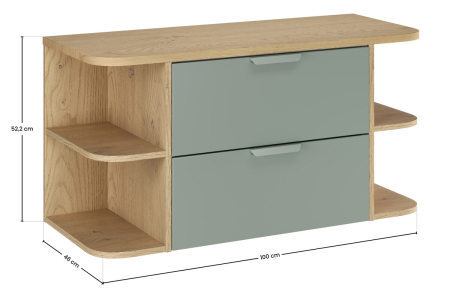 Set Mobilier Baie Aster Green 100 cm, cu blat, Verde Mat - COMAD [2]