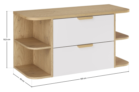 Set Mobilier Aster White 100 cm, cu blat, Alb Mat cu Mânere Stejar Cremona - COMAD [2]