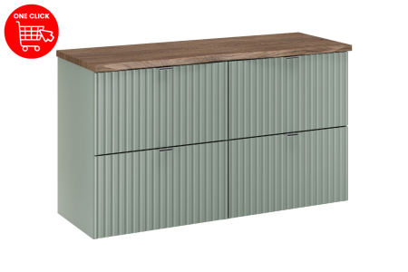 Set Mobilier Baie LINE REED GREEN 100 cm, cu Blat, Mânere Crom Lucios, Verde Trestie - COMAD [1]