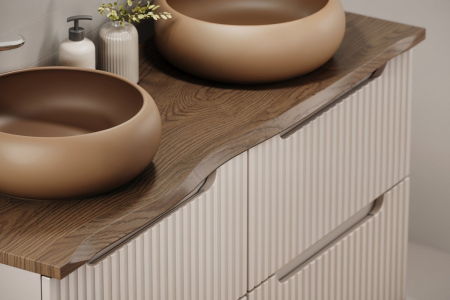 Set Mobilier Baie Nova Cashmere 60 cm, cu Blat și Lavoar Domi, Cașmir Mat - COMAD [10]
