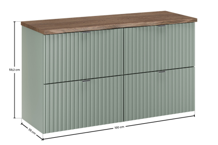 Set Mobilier Baie LINE REED GREEN 100 cm, cu Blat, Mânere Crom Lucios, Verde Trestie - COMAD [2]