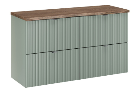 Promotii - Set Mobilier Baie LINE REED GREEN 100 cm, cu Blat, Mânere Crom Lucios, Verde Trestie - COMAD