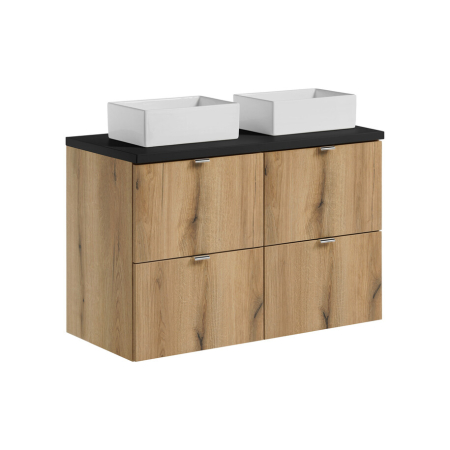 Promotii - Set mobilier 100 cm cu blat, lavoar de blat Gaja și dulap înalt Nova Oak COMAD SET-NOA B BLACK 100CM S UN GAJA SW HC