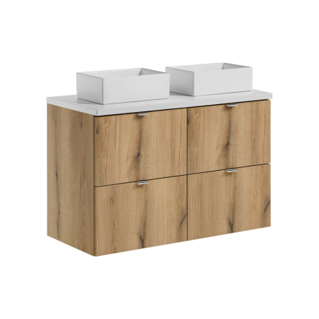 Produse - Set mobilier 100 cm cu blat, 2 lavoare pe blat Gaja și dulap înalt Nova Oak COMAD SET-NOA B WHITE 100CM S UN GAJA SW HC