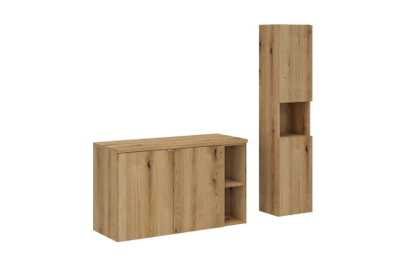 Promotii - Set mobilier 100 cm cu blat și dulap înalt Nova Oak COMAD SET-NOA B OAK 100CM HC LR
