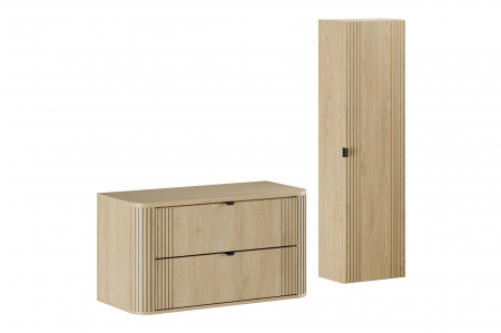 Seturi mobilier baie - Set mobilier baie 100 cm, Ovalia Cremona, cu blat si dulap inalt COMAD