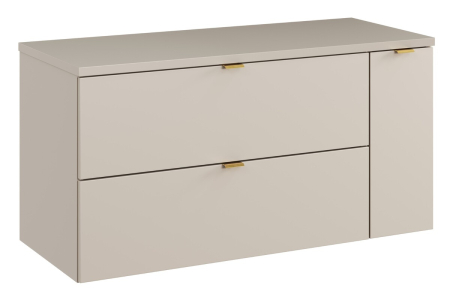Promotii - Set Mobilier Baie Dalia Cashmere 100 cm, cu blat și coloană înaltă, Cașmir Mat - COMAD