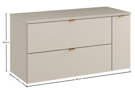 Set Mobilier Baie Dalia Cashmere 100 cm, cu blat și coloană înaltă, Cașmir Mat - COMAD [3]