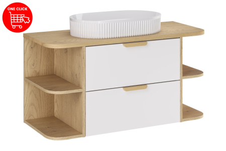 Set mobilier 100 cm cu blat și lavoar de blat Beyond Aster White COMAD SET-ASWBCREMONA100CMLRSMUNBOND [1]