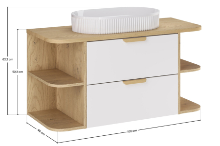 Set mobilier 100 cm cu blat și lavoar de blat Beyond Aster White COMAD SET-ASWBCREMONA100CMLRSMUNBOND [2]