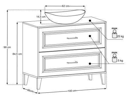 Set mobilier Dorothy Ristretto 100 cm, Ristretto Oak, Fronturi 3D Texturate - COMAD [2]