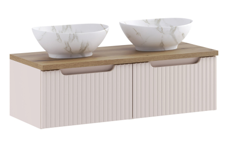 Promotii - Set Mobilier Nova Cashmere 100 cm, cu Blat și Lavoar pe Blat, Cașmir Mat - COMAD