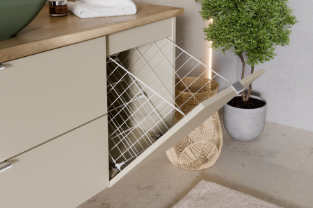 Set Mobilier Baie Dalia Cashmere 100 cm, cu Blat, Cos Rufe și Lavoar, Stejar Cremona, Cașmir Mat - COMAD [8]