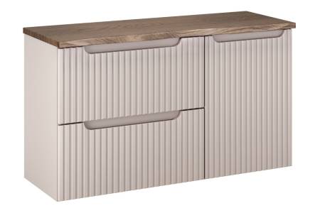 Promotii - Set Mobilier Nova Cashmere 100 cm, cu Blat și Dulap Coș Rufe, Cașmir Mat - COMAD