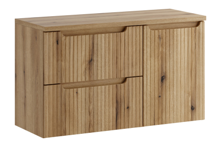Promotii - Set Mobilier Nova Coast Evoke 100 cm, cu Blat și Dulap cu Coș de Rufe, Stejar - COMAD
