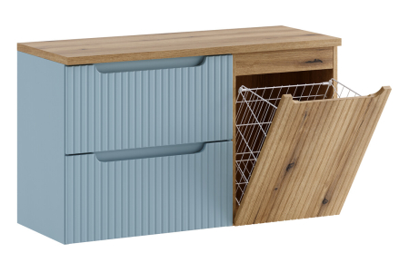 Set Mobilier Baie Nova Denim 100 cm, cu Blat și Dulap cu Coș de Rufe, Denim - COMAD [1]