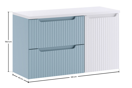 Set Mobilier Baie Nova Denim 100 cm, cu Blat și Dulap cu Coș de Rufe, Denim - COMAD [3]