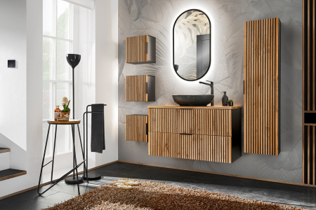 Produse - Set mobilier 100 cm cu lavoar de blat, dulap înalt și oglindă cu LED Xilo COMAD SET-XIL B 100CM UN. MONA MB A3