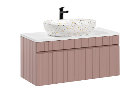 Promotii - Set Mobilier Baie Iconic Rose 100 cm, cu Lavoar de Blat, Trandafir Antic - COMAD